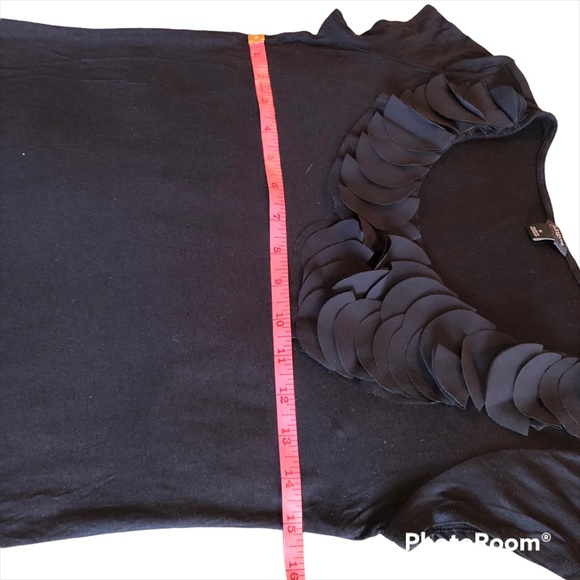 Ann Taylor Dressy Tee with Appliqué Collar, S, Black - Picture 9 of 12